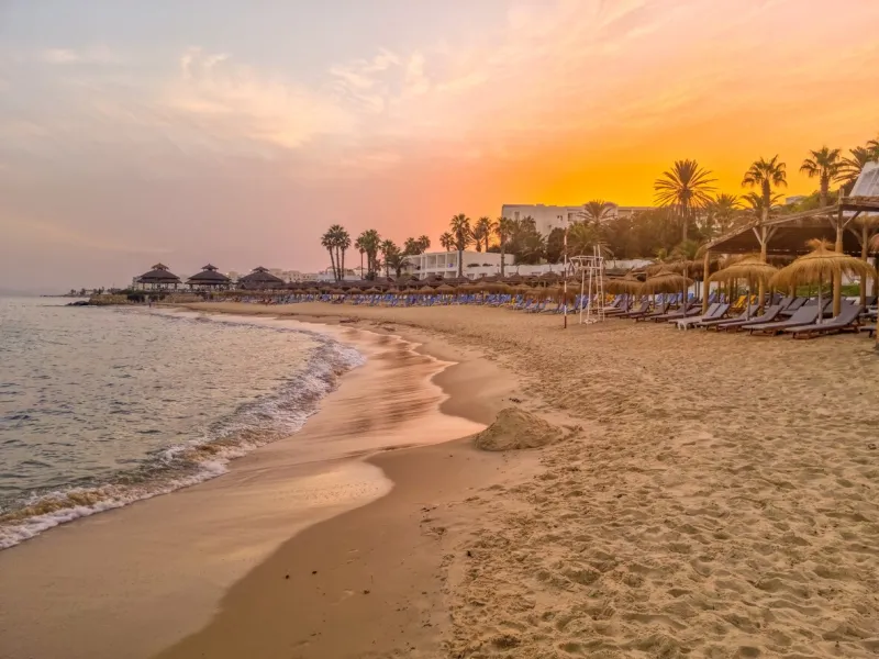 landscape in a beach in hammamet, tunisia