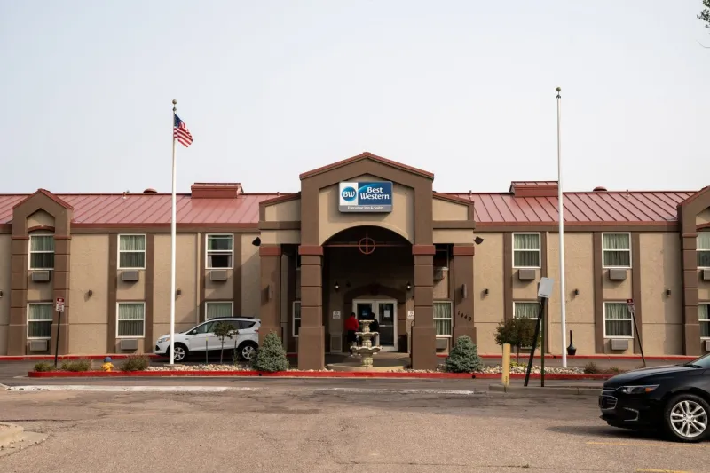 colorado springs, colorado - september 16, 2020  exterior of the best western executive inn and suites hotel on a sunny day