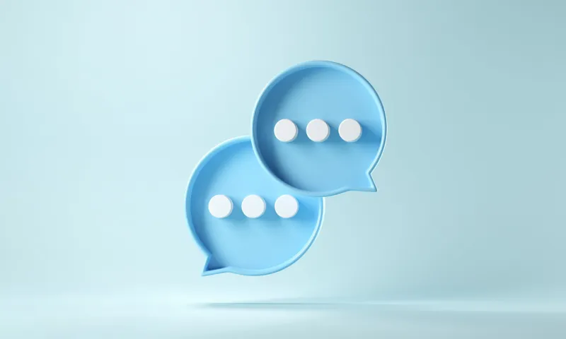 two bubble talk or comment sign symbol on blue background 3d render