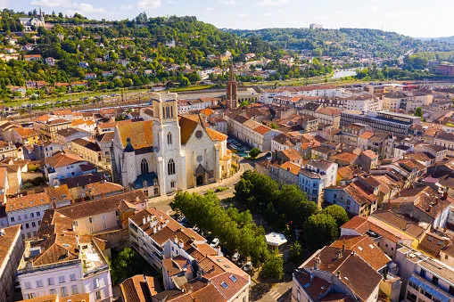 aerial view on the city agen france