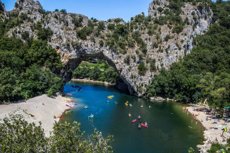 ardeche kayak from above in southeast france