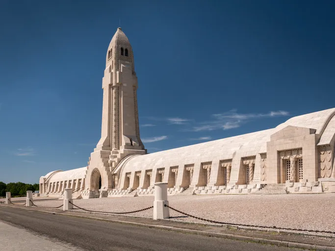 cemetery outside of the douaumont ossuary near verdun france memorial of the soldiers who died on the battlefield during the battle of verdun in world war i