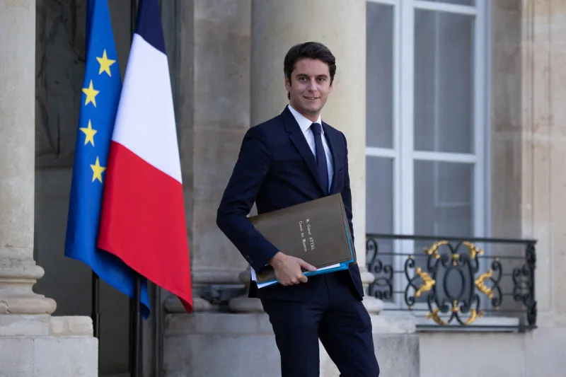 french minister delegate for public accounts gabriel attal leaves after the weekly cabinet meeting at the elysee presidential palace in paris on november 2, 2022 photo by raphael lafargue abacapresscom , 830237 004 paris france