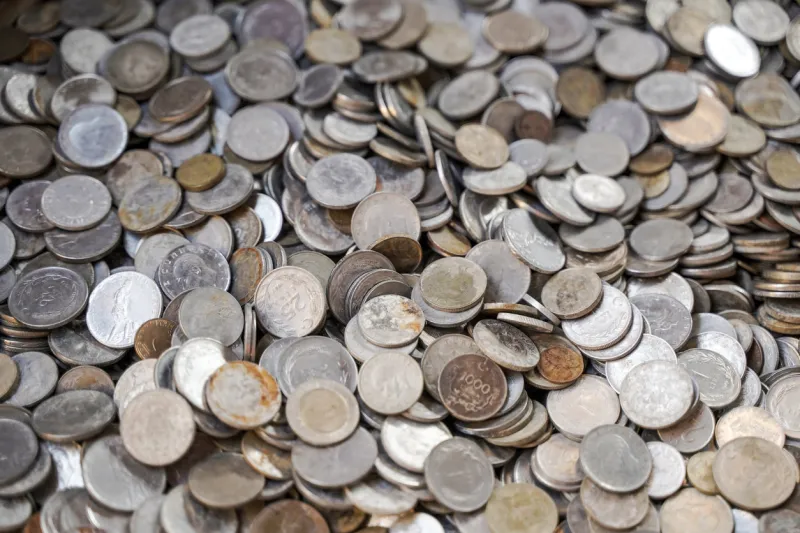 old ancient coins background old ancient coins background many old copper coins in the chest as a symbol of wealth, money and treasure high quality photo