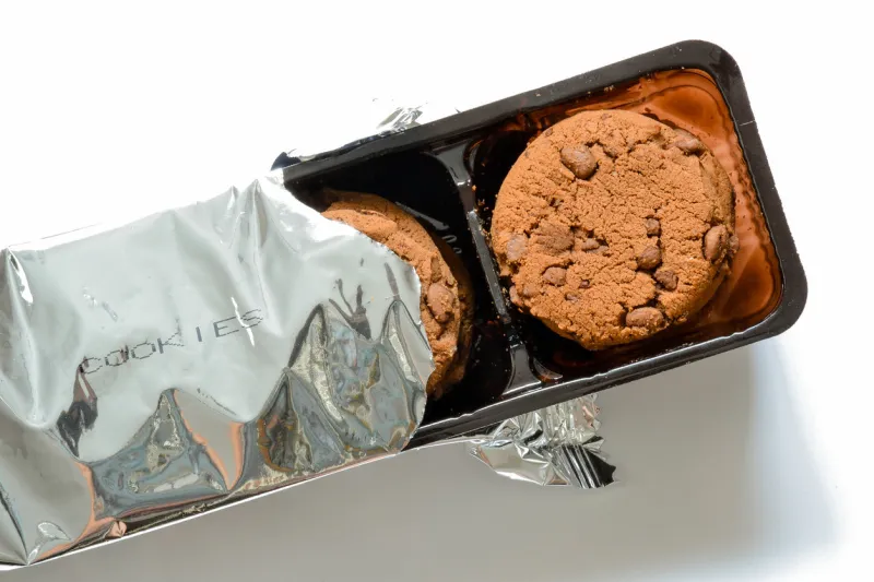 cookies and biscuits pack on white background