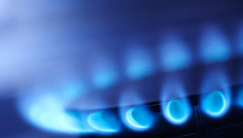 blue flame of gas on a cooker