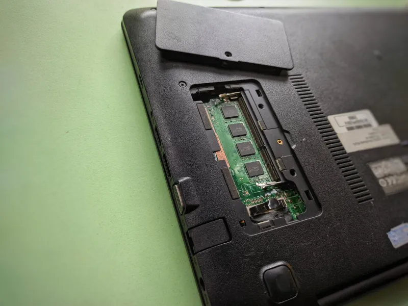 open ram cover for upgrade laptop ram