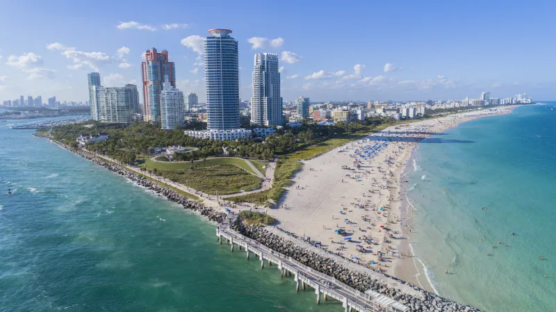 aerial view south beach miami