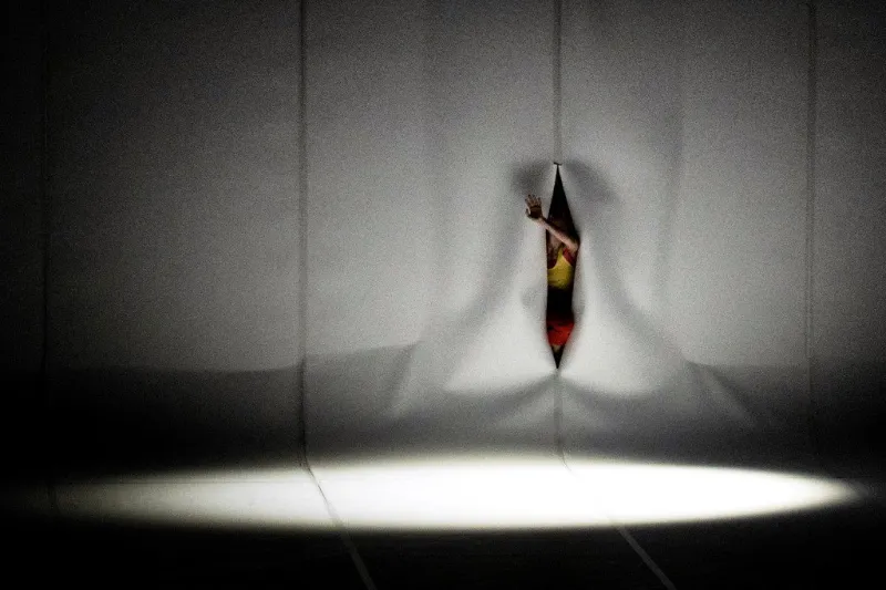 a dancer performs on stage, on april 18, 2018, at the lyon opera, during the dress rehearsal of swedish choreographer johan inger's creation under a day (photo by jeff pachoud   afp)