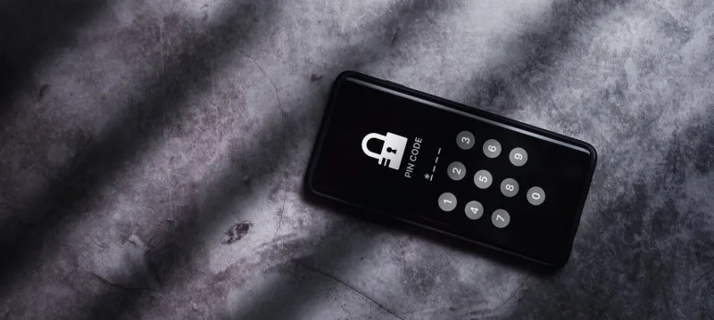 top view of smartphone with two factor authentication to protect information on screen