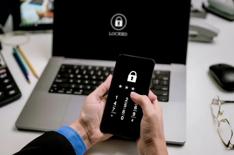 phone lock code protect your laptop with two-factor authentication protect and secure your laptop with a pin code encrypted data