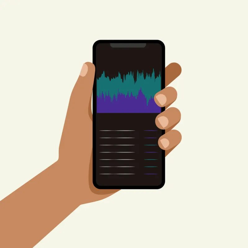 male hand holds a phone with charts on the screen investments flat vector