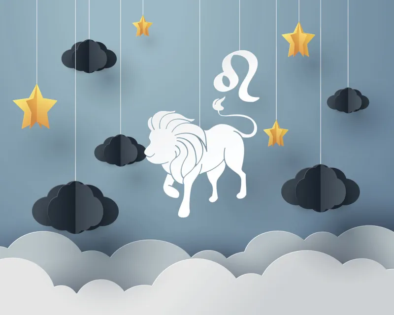 paper art of lion to leo of zodiac and horoscope concept, vector art and illustration