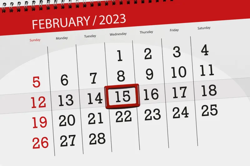 calendar 2023, deadline, day, month, page, organizer, date, february, wednesday, number