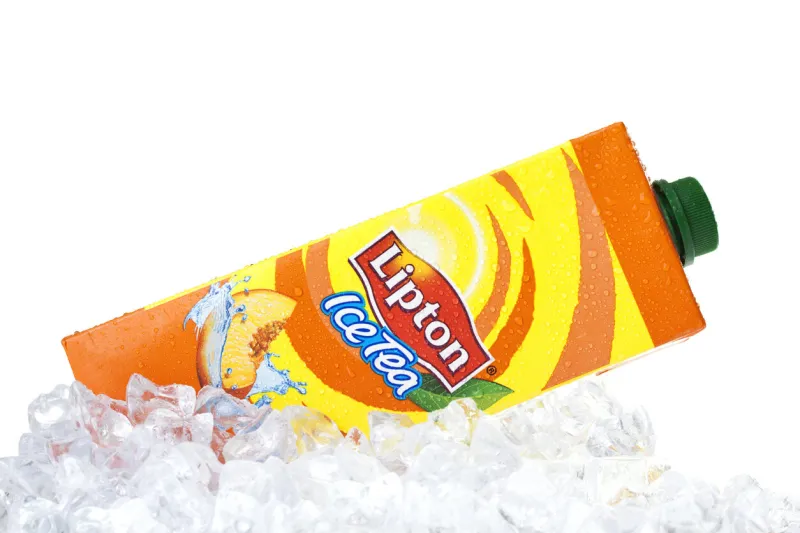 izmir, turkey - may 29, 2011  1 liter lipton ice tea box on ice lipton ice tea is an iced tea brand sold by lipton