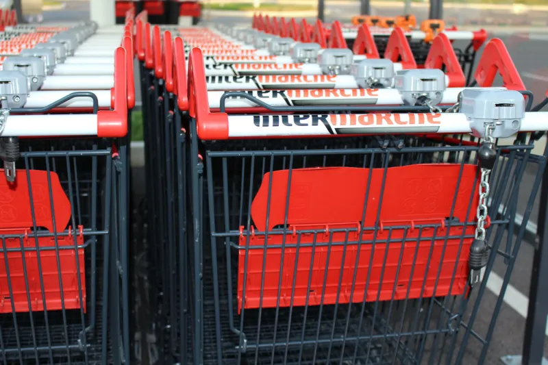 roissy en brie, france - august 29, 2015  this is a photograph of the caddy intermarché brand in france