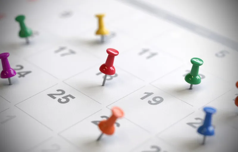 calendar page with drawing-pins,3d rendering,conceptual image