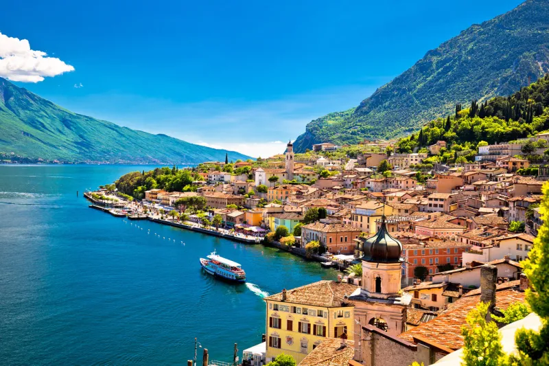 limone sul garda waterfront view, lombardy region of italy