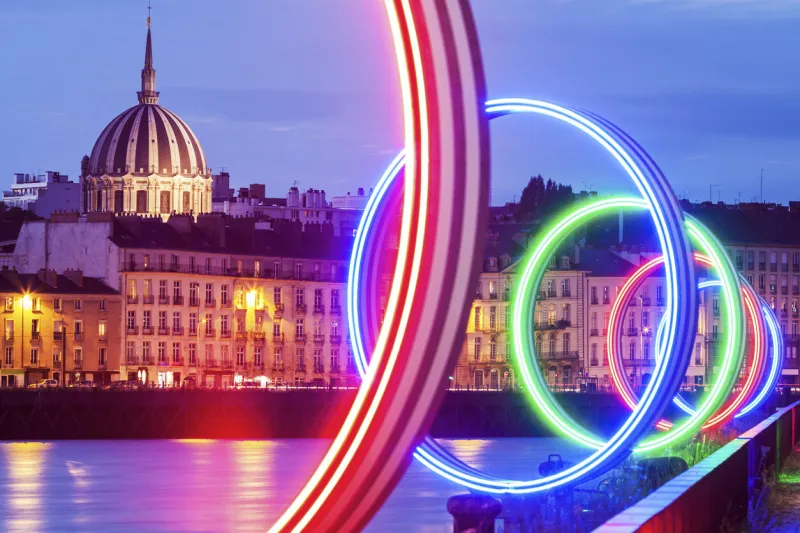 notre-dame-de-bon-port church seen from island of nantes nantes, pays de la loire, france