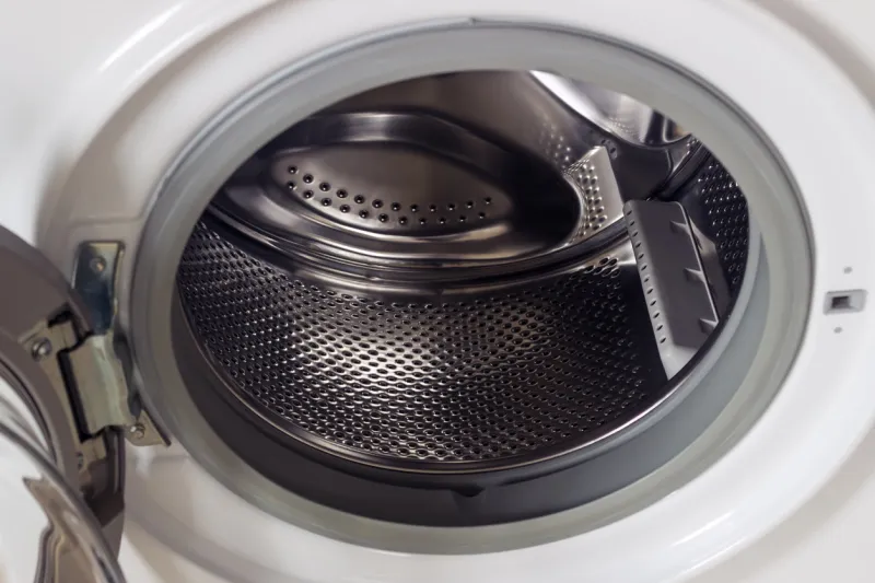 washing machine automatic steel drum open closeup