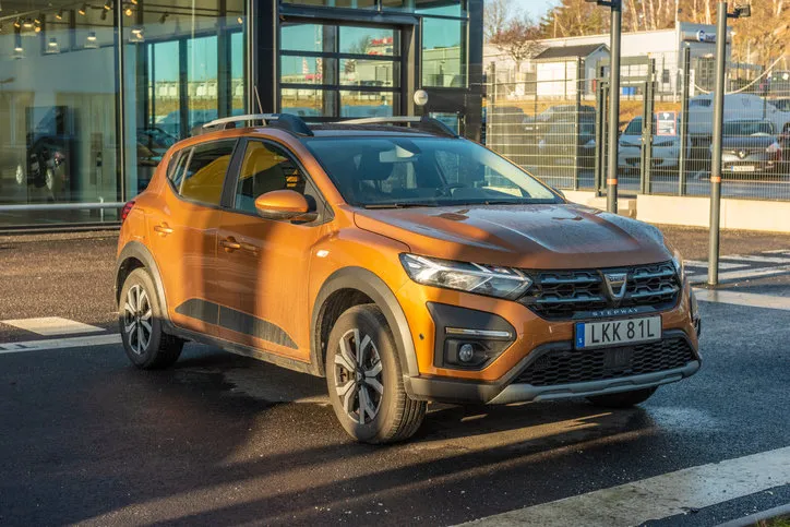 gothenburg, sweden - january 25 2022  orange 2021 dacia sandero car