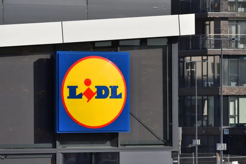 vilnius, lithuania, october 10  logo of a lidl supermarket on october 10, 2018 in vilnius, lithuania lidl is a german global discount supermarket chain spread all accross europe