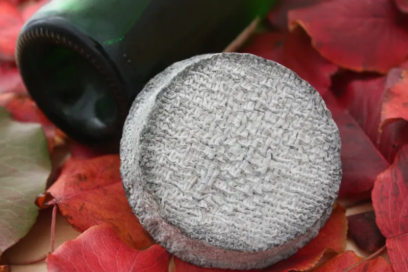 raw goat's milk cheese produced in selles-sur-cher france bottle of red wine