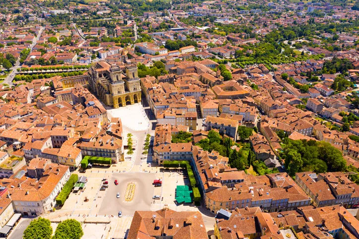 aerial view on the city auch france