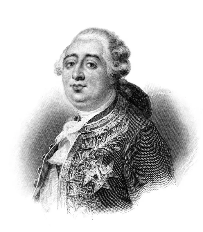 an engraved illustration portrait of king louis xvi during the french revolution from a victorian book dated 1881 that is no longer in copyright
