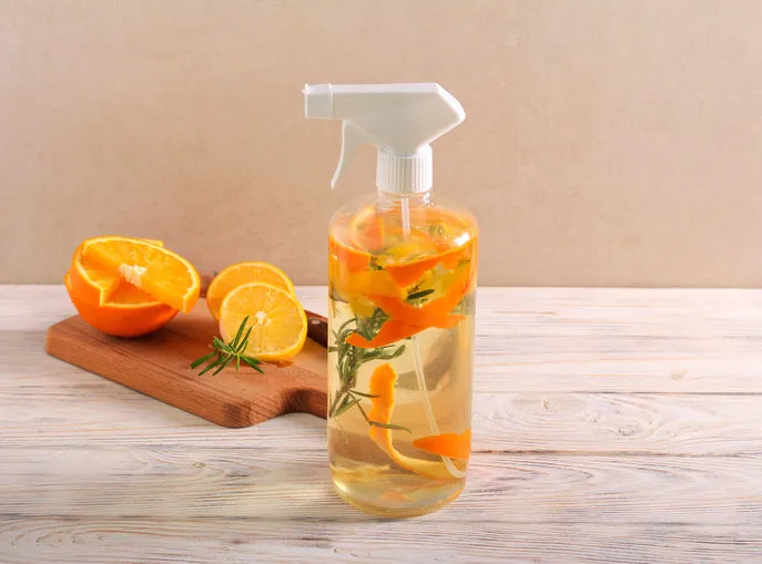 homemade natural cleaning spray – eco and zero waste concept