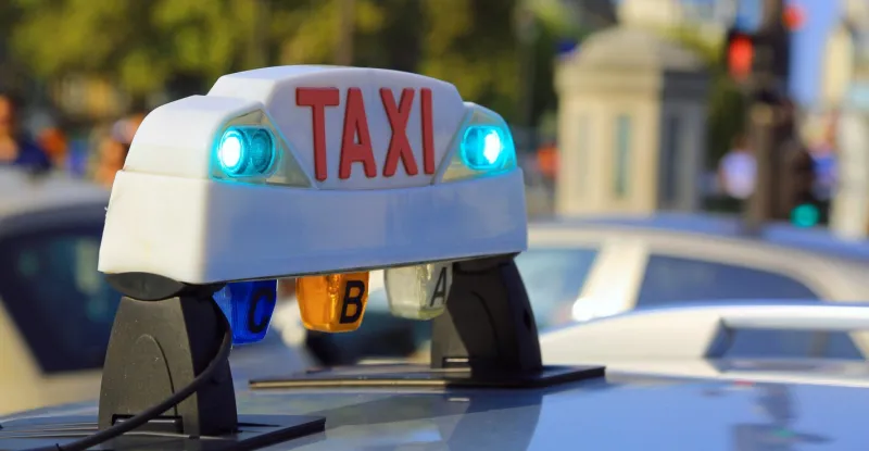 french luminous taxi top sign in paris france in europe