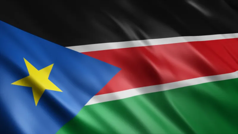 south sudan national flag, high quality waving flag image