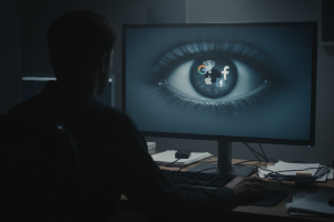 pour illustrer un article sur la vie privée face aux GAFA Google, Amazon, Facebook et Apple, représe