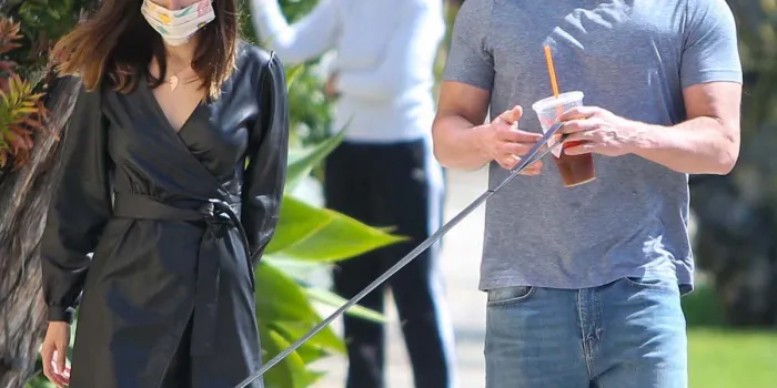 ben affleck and ana de armas walk their dogs - la