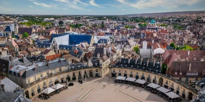cityscape view of dijon, liberation plaza, dijon, france, europe