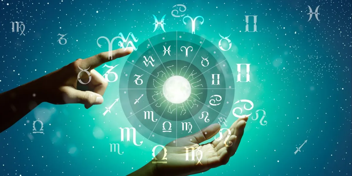 astrological zodiac signs inside of horoscope circle astrology, knowledge of stars in the sky over the milky way and moon the power of the universe concept