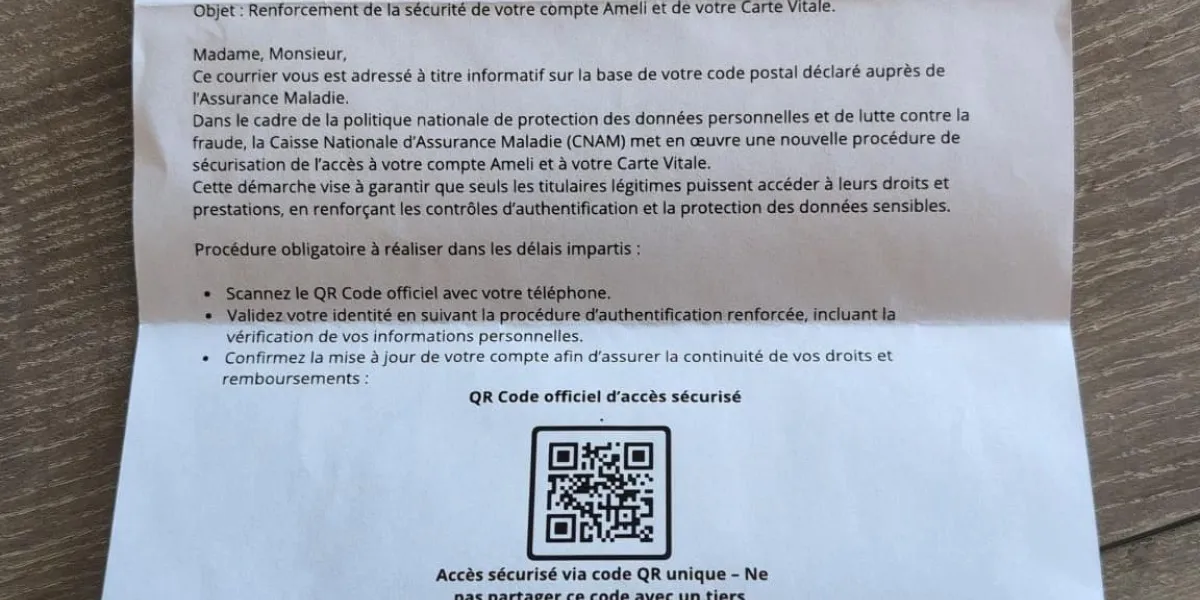 Faux courrier Assurance maladie