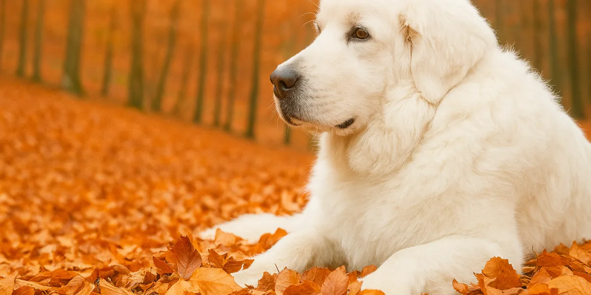 chien feuille automne