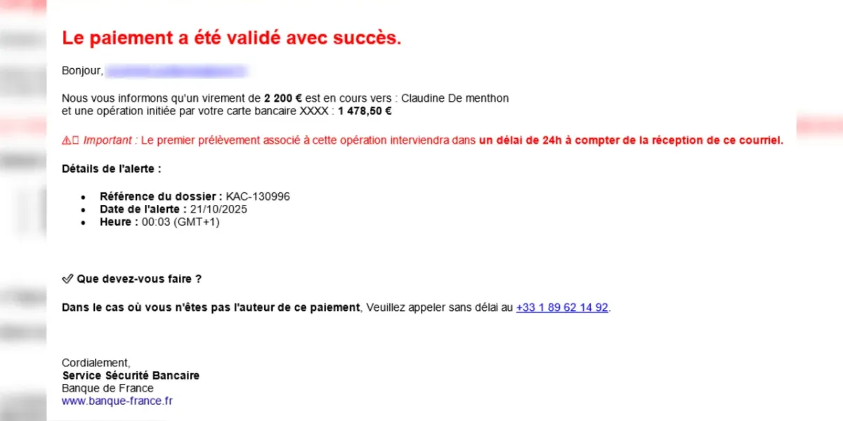 Capture écran arnaque