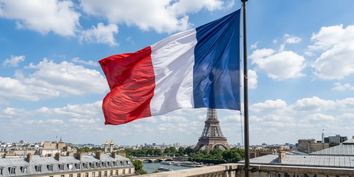 un drapeau français qui flotte dans le vent