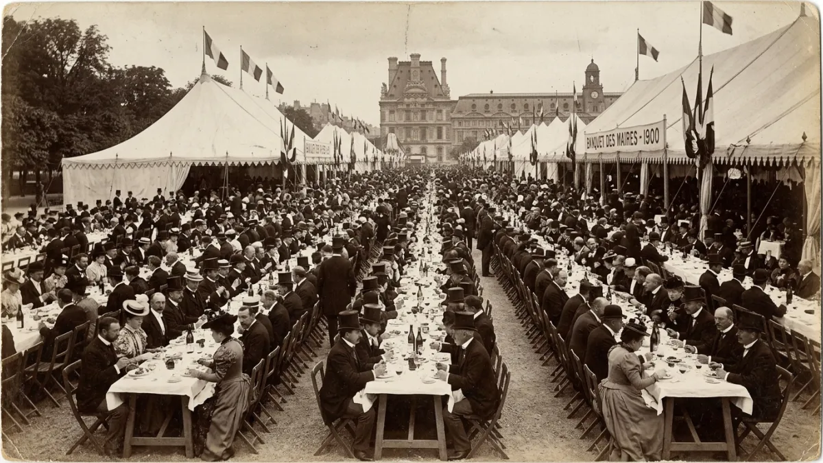 Grand banquet en costumes d'époque aux Tuileries en 1900