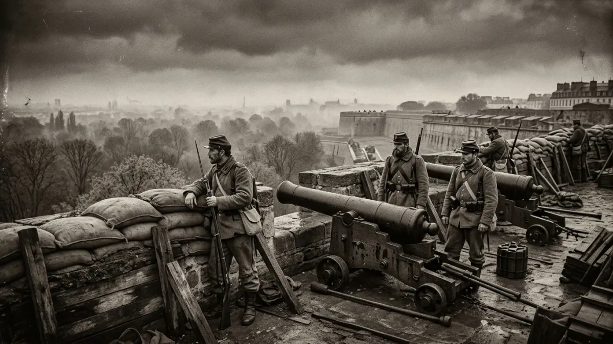 Soldats de la Garde nationale veillant sur les remparts de Paris en 1870.