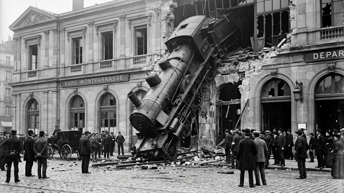Locomotive à vapeur encastrée dans la façade de la gare de l'Ouest.