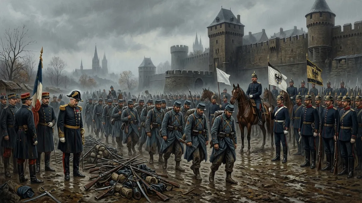 Reddition de Metz le 27 octobre 1870 sous la pluie.