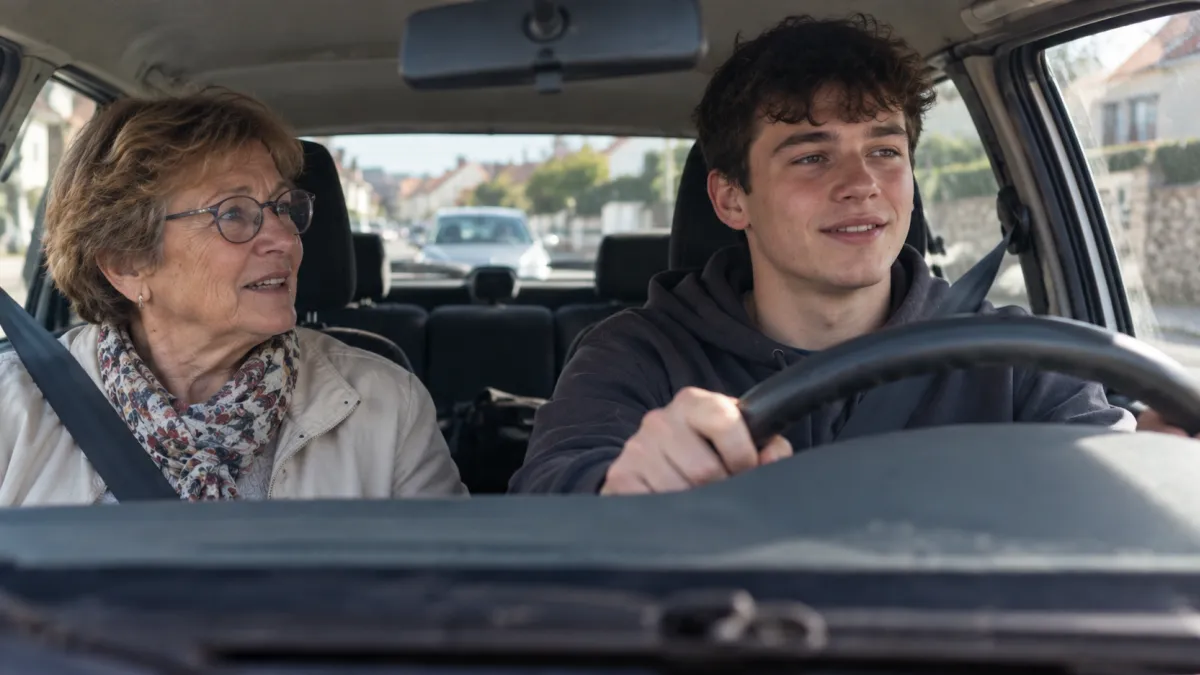 au volant avec mamie