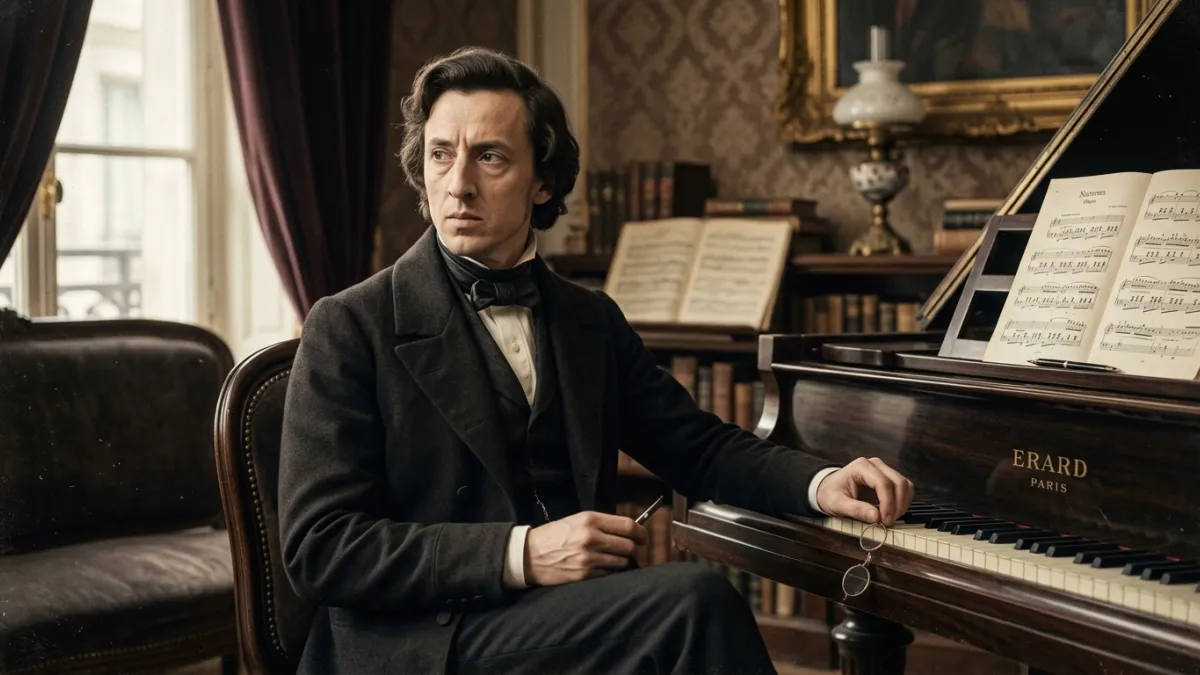 Portrait d'époque du compositeur Frédéric Chopin.