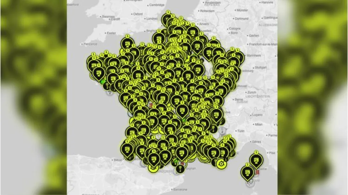 Carte blocages gilets jaunes