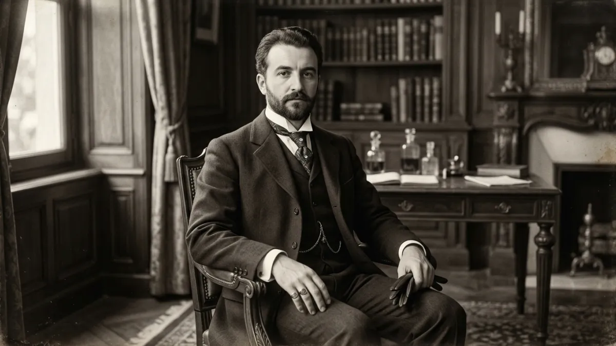 Un portrait d'Auguste Lumière en noir et blanc à la fin du XIXe siècle
