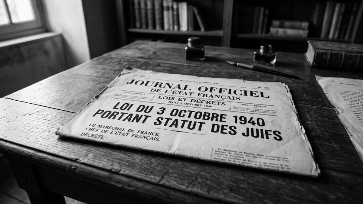 Journal Officiel d'octobre 1940 posé sur une table.