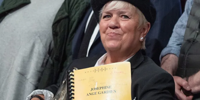 mimie mathy recoit un pyrennee d'or lors de la ceremonie de cloture du 22e festival des creations televisuelles de luchon a luchon, france le 08 fevrier 2020 photo by aurore marechal abacapresscom